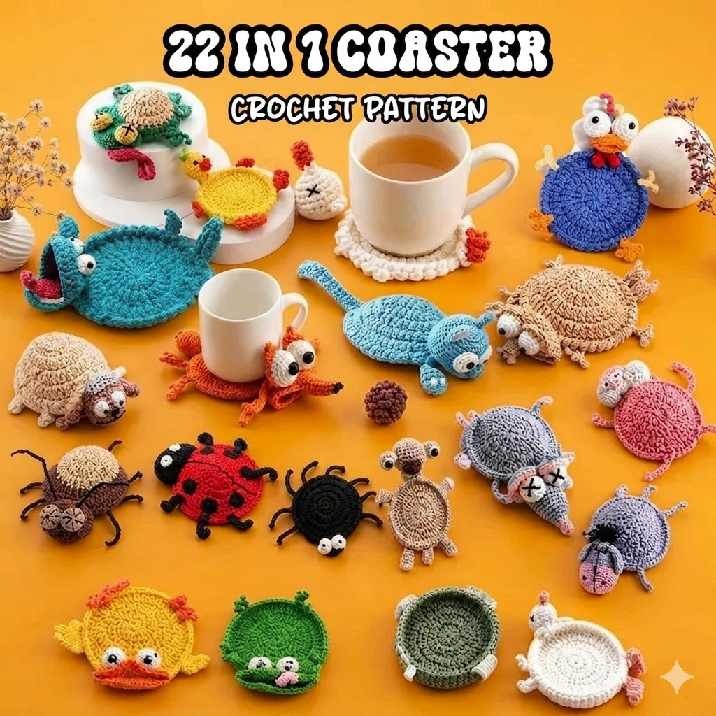22-in-1 Animal Crochet Coaster Patterns - My Store